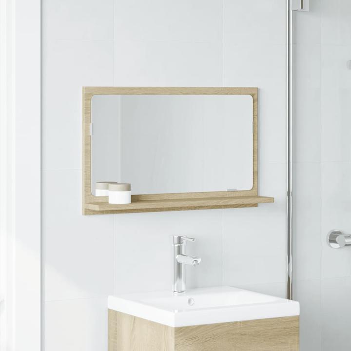 Produktbild VidaXL Badspiegel Wandspiegel Badezimmerspiegel Spiegel mit Ablage Sonoma-Eiche (60 x 37 cm)