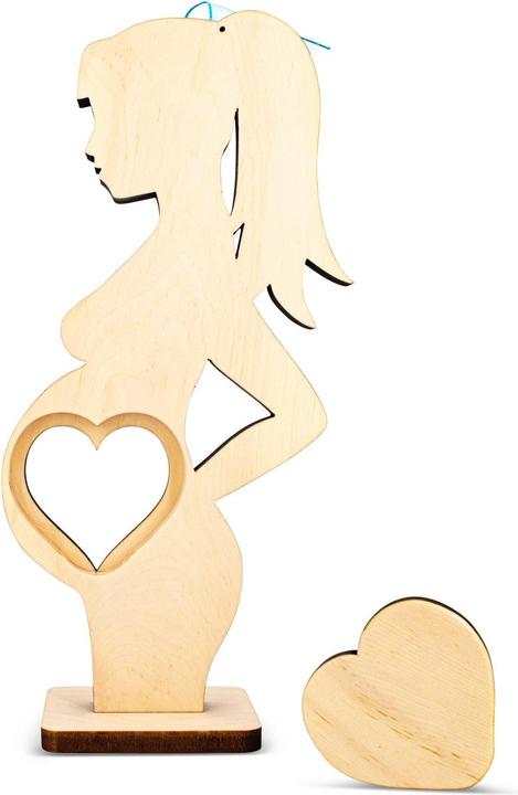Actual product image ZNatur Pregnant woman picture frame made of Swiss stone pine wood gift decoration with engraving for