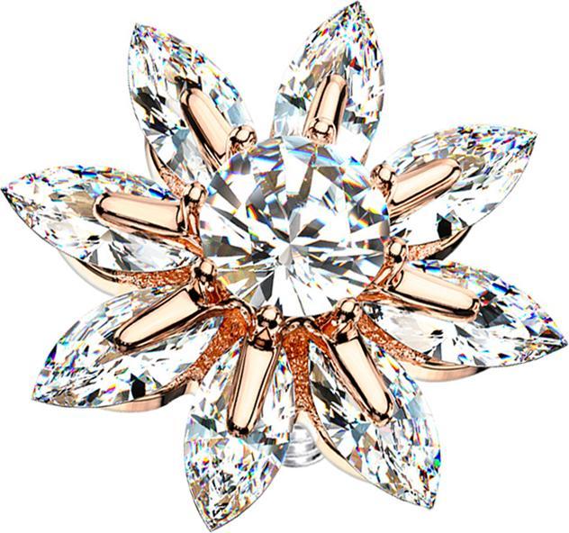Produktbild Star Piercing Dermal Anchor rosegold grosse Kristallblume (Messing, Chirurgenstahl 316L)