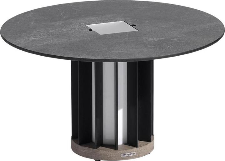 Actual product image Les Jardins Table basse lumineuse Teckalu alu noir, HPL ardoise, duratek TA04600