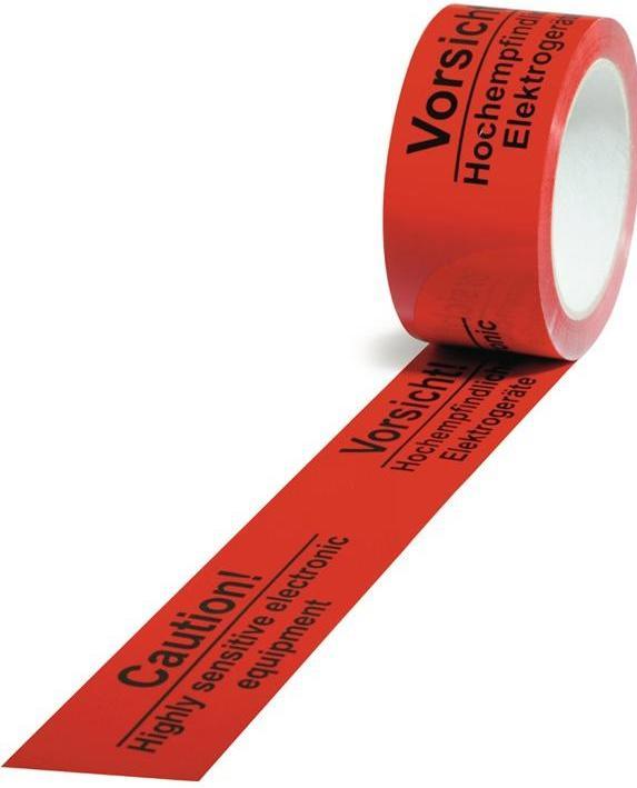 Actual product image Transpak Warning tape PP Sensitive electrical appliances Length 66 m, width 50 mm red (50 mm)
