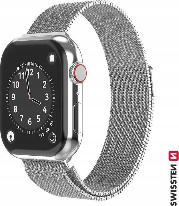 Immagine prodotto Swissten Fascia a rete per apple watch 42-44 mm argento (42 mm, 44 mm, Acciaio inossidabile)