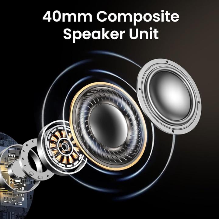 Actual product image Ugreen Słuchawki bezprzewodowe HP202 HiTune Max5 Hybrid ANC (czarne) (ANC, 90 h, Cable, Wireless)