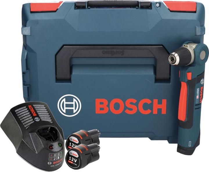 Produktbild Bosch Professional Bosch GWB 12V-10 Akku Winkelbohrmaschine 12V 11Nm + 2x Akku 3,0Ah + Ladegerät + L-Boxx (Akkubetrieb)
