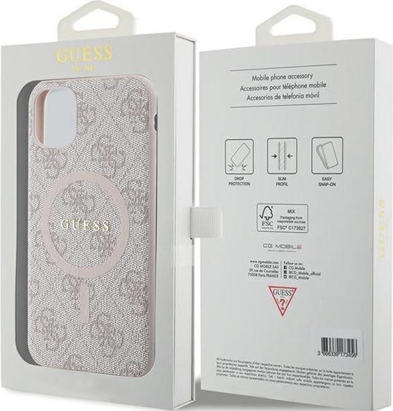 Produktbild Guess GUHMN61G4GFRP iPhone 11 6.1" / Xr różowy/pink hardcase 4G Collection Leather Metal Logo MagSaf (Apple iPhone 11)
