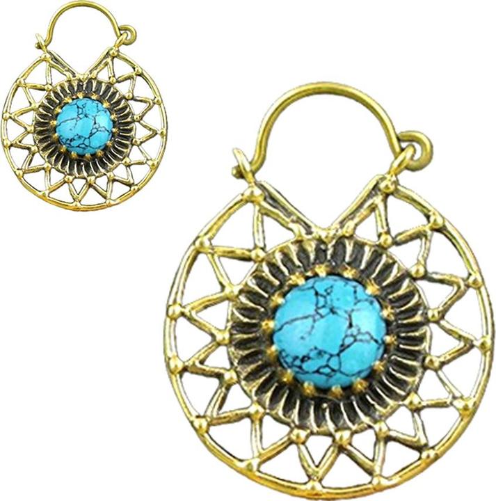 Immagine prodotto Star Piercing Ohrring vergoldet dreieckslinien mit Türkis Stein (Ottone, Mnerale)