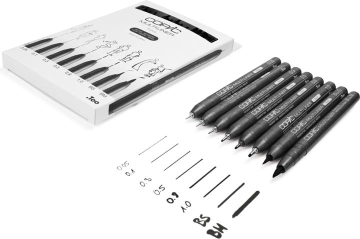 Actual product image Copic Multiliner set black, 8 pieces (Black, 8 x)