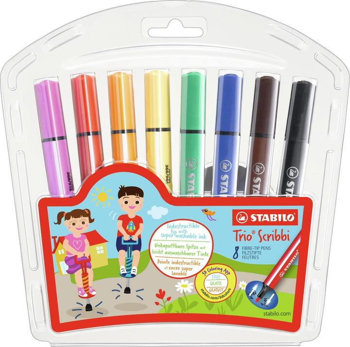 Actual product image STABILO Trio Scribbi Spring-loaded triangular felt-tip pen (Multicoloured, 8 x)