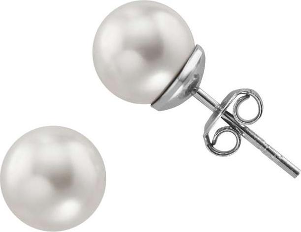 Actual product image Bijouteria Ear studs (Synthetic pearl with crystal centre, Silver 925)