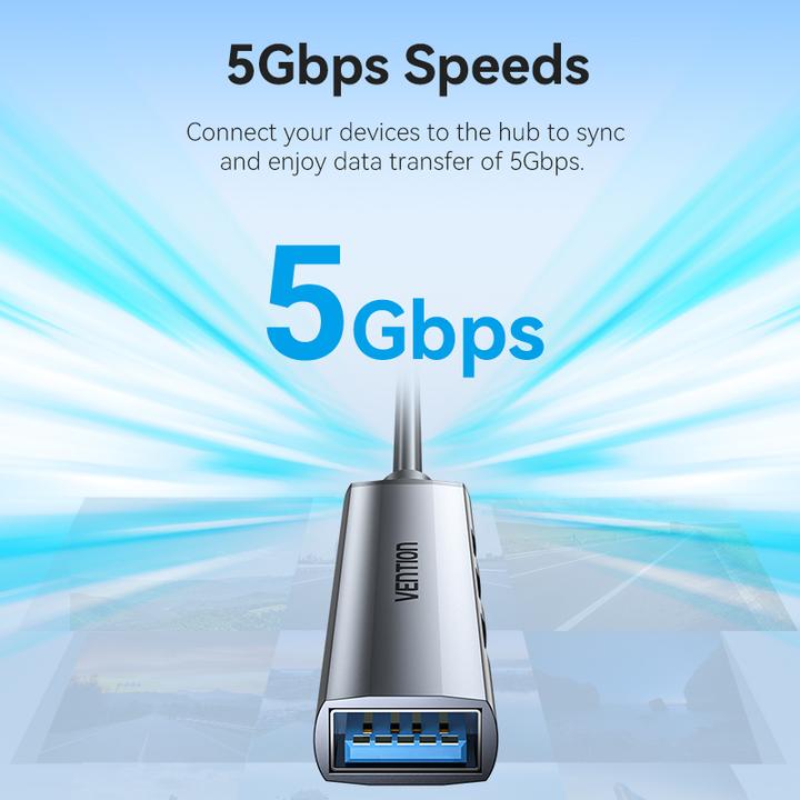 Produktbild Vention Mini Hub USB 3.0 to USB 3.0/3x2.0 CKOHB 0.15m (USB-C, 4 Ports)