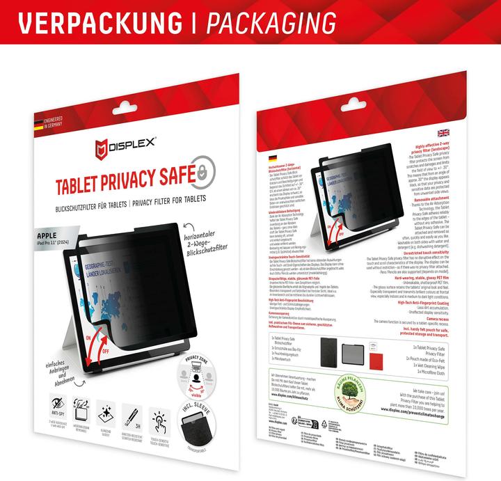 Immagine prodotto Displex Tablet Privacy Safe, Tablet Blickschutzfolie (1 Pezzo/i, iPad Pro 11 2024 (M4))