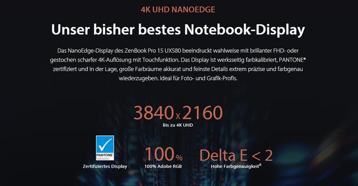 Immagine prodotto ASUS ZenBook Pro 15 UX580GD-BN017T (15.60", Intel Core i7-8750H, 16 GB, 1000 GB, CH)