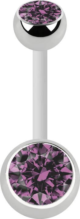 Immagine prodotto Star Piercing Banana bianca con due sfere di cristallo d'argento viola chiaro (Acciaio chirurgico 316L, senza ottone, Bioflex)