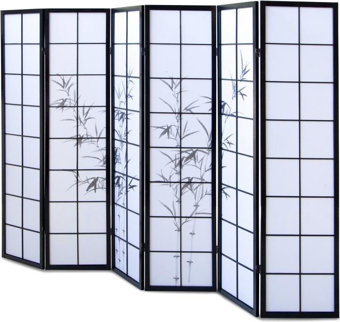 Image du produit Homestyle4u 6pcs Paravent Séparation de pièce Motif bambou noir