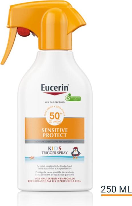 Produktbild Eucerin SUN Kids Sensitive Protect Trigger Spray LSF 50+ (Sonnenspray, SPF 50+, 250 ml, 311 g)
