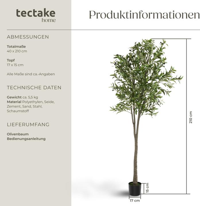 Image du produit tectake Olivier Oleand (210 cm)