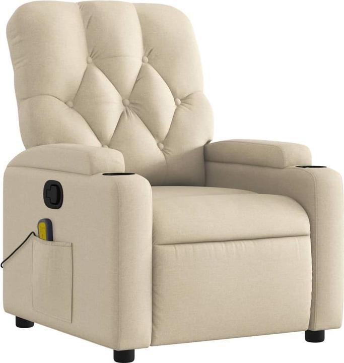 Actual product image VidaXL Massage chair cream fabric,Colour: Cream,Material: Fabric (100