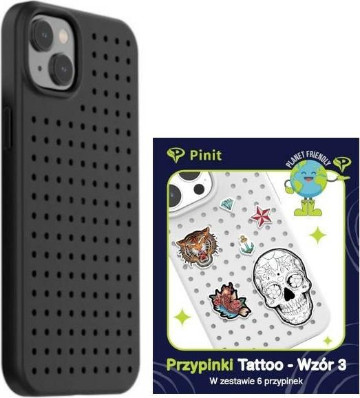 Produktbild Pinifit Zestaw Etui Pinit Dynamic + Tattoo Pin iPhone 14 6.1" czarny/black wzór 3 (Apple iPhone 14, Apple iPhone 13)