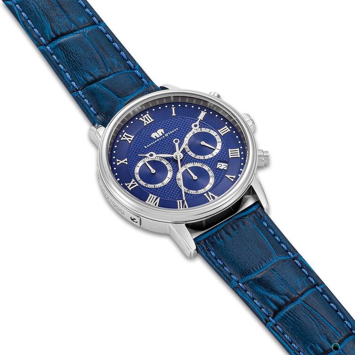 Immagine prodotto Cronografo da uomo Moonlight in vera pelle blu - 26503 (Cronografo, 40 mm)