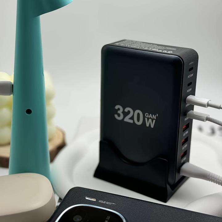 Actual product image PhoneLook Schnellladegerät 320W Hub GaN III USB-C 8 Ports für PC/Tablet/Smartphone mit CH/EU Stecker (320 W)