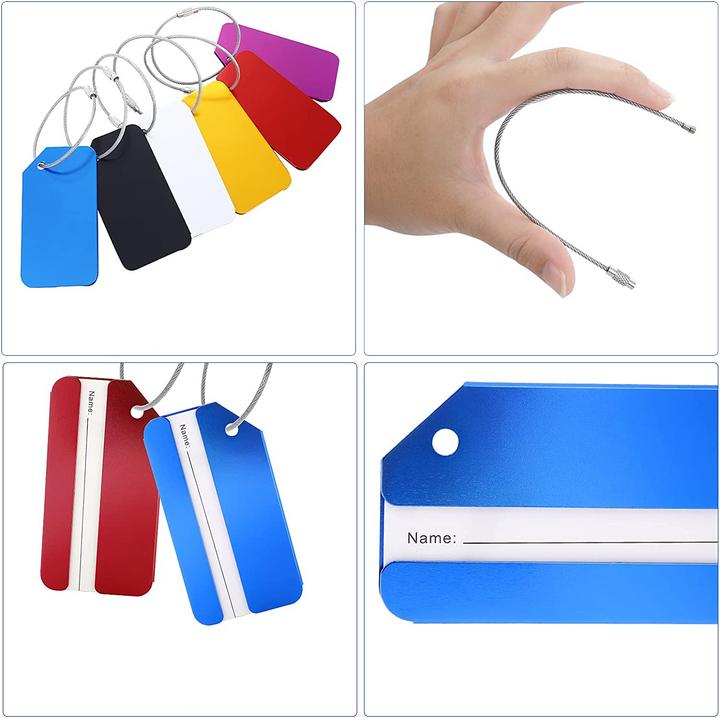 Image du produit Noya Aluminium Kofferanhänger Gepäck-Etiketten Luggage Tag mit Adressschild - Bunt 8er Set (Cadenas + étiquette pour bagage)