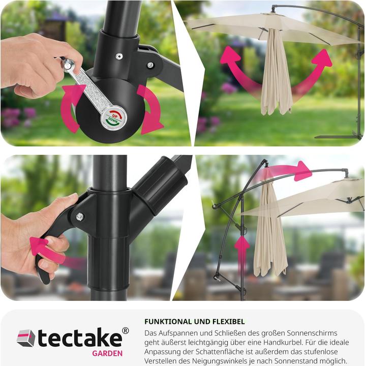 Produktbild tectake Sonnenschirm Ciccio mit Schutzhülle (3.50 m)