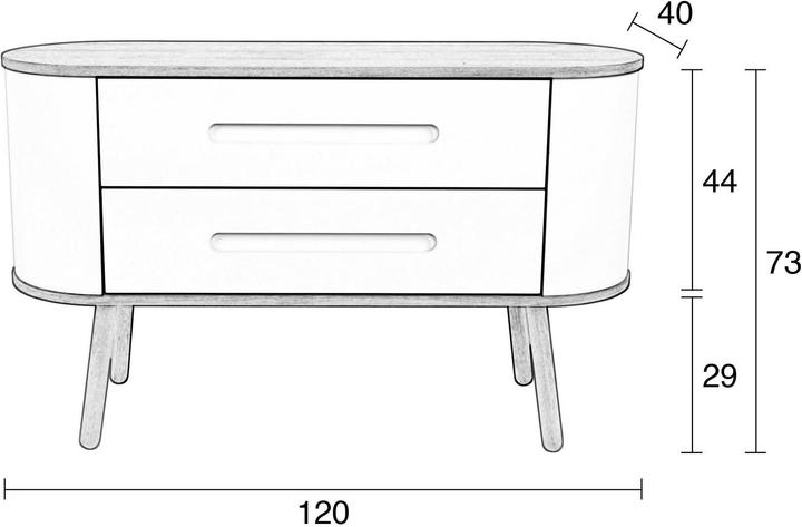 Actual product image Zuiver Cody cabinet 2DR (120 x 40 x 73 cm)