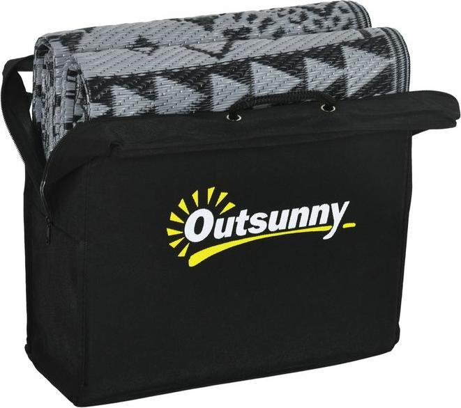 Produktbild Swisshandel24 Outdoor-Teppich Wasserabweisender Kunststoffteppich, Wendbar, für Camping & Terrasse, Schwarz+Grau