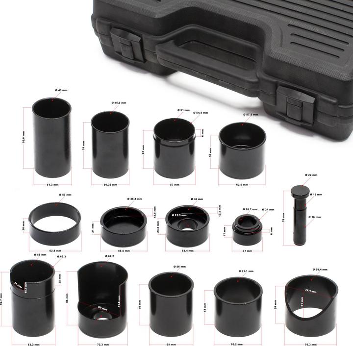Image du produit Wiltec Set Extracteur Douilles 14 pièces Presse d’atelier Palier Charge de propulsion Patin de serrage