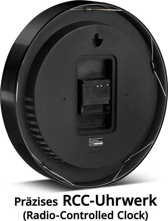 Immagine prodotto Stahlwerk Orologio da parete 30 cm nero da officina con cassa in alluminio Movimento RCC (30 cm)