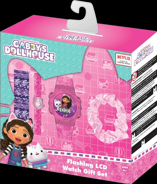 Actual product image Accutime Gabby's Dollhouse wristwatch set with accessories, children's LCD watch with digital display, bli (Digital watch)