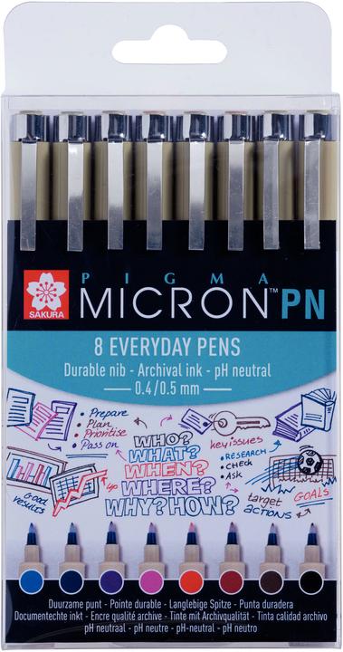 Actual product image Sakura Pigma Micron PN Everyday Pen Set of 8 coloured (Multicolor, 8 x)