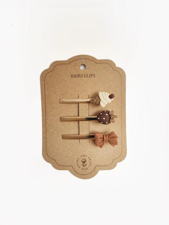 Produktbild Mrs. Ertha Mrs Ertha - Haarclips Bow Icecream Bow Berry (3 Stk.)