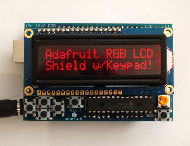 Image du produit Adafruit RGB LCD I2C Shield Kit 16x2 Char Display Negative (Écran, Bouclier, Extension)