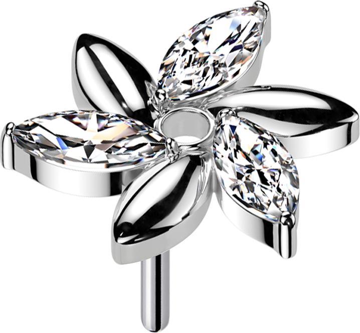 Immagine prodotto Star Piercing Threadless Wirbel Blume silber Kristalle silber (senza ottone, Titanio G23)