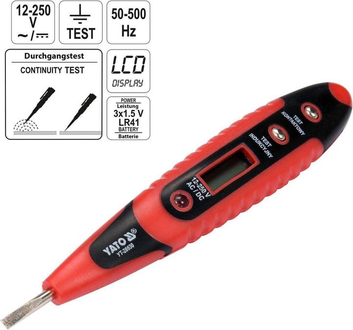 Produktbild Yato Spannungsprüfer 12-250 V LCD Display