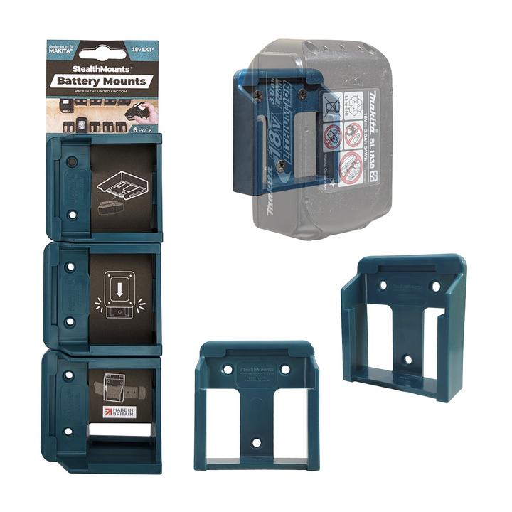 Produktbild StealthMounts BM-MK18-BLU-6 Blaue Batteriehalter für Makita 18v (6er Set)