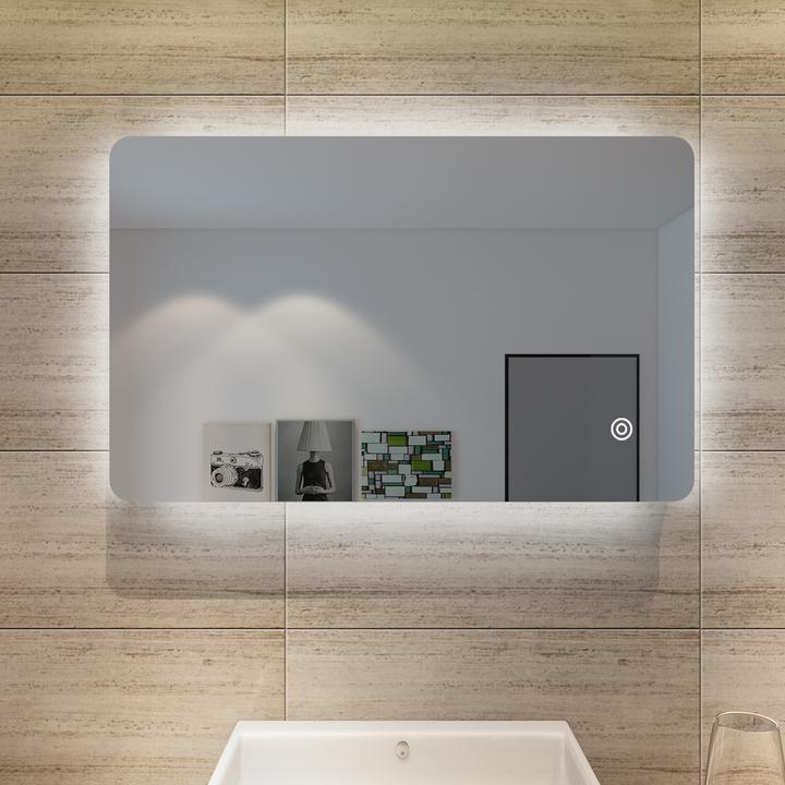 Image du produit SONNI Miroir de salle de bain Miroir LED, miroir mural (angle) avec éclairage LED, blanc froid, IP44