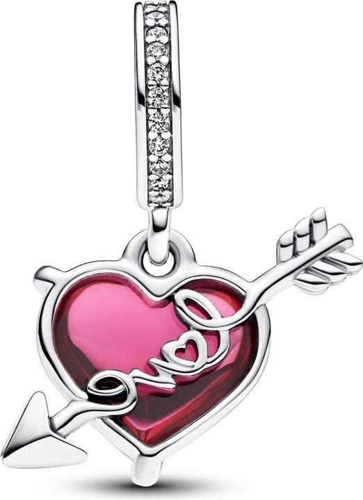 Immagine prodotto Pandora Ciondolo in vetro di Murano con cuore e freccia rossi (Argento 925)