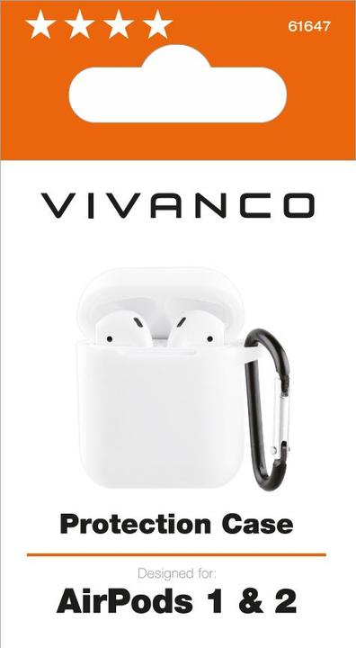Image du produit Vivanco Apple AirPod Case 1&2 blanc 61647 AIRPODCASEVVW Housse de protection avec mousqueton (Manchon pour casque d'écoute)