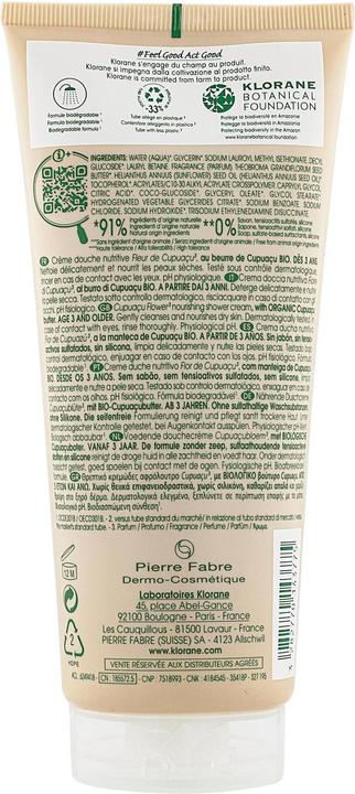 Image du produit Klorane Crème de douche à la fleur de Cupuaçu (200 ml)