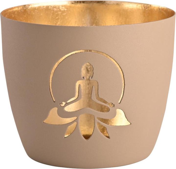 Giftcompany Madras Windlicht M Lotus Yoga Silhouette sandstone/gold 8,5cm (1 x)