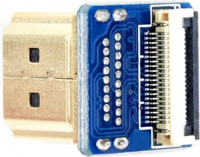 Actual product image WaveShare HDMI Male Connector Vertical 90° Angled (0.02 m, HDMI)