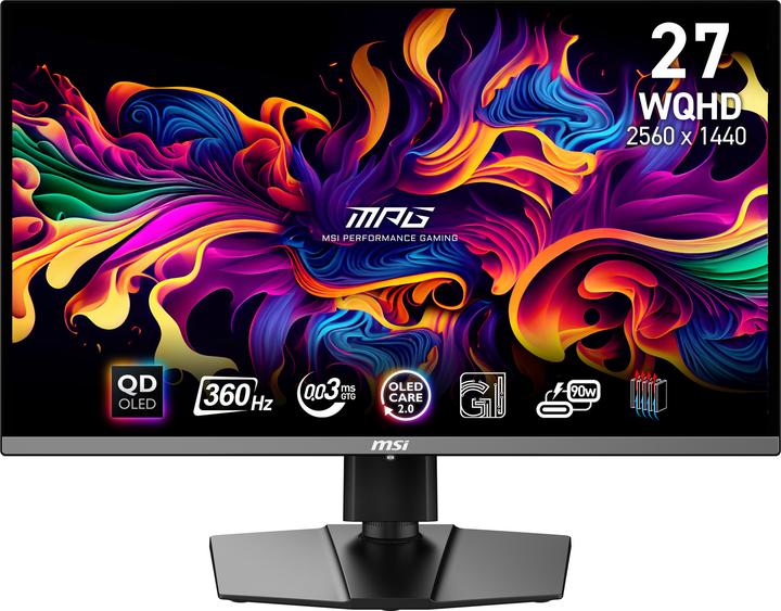 MSI MPG 271QRX QD-OLED 26,5 pollici WQHD QD-OLED 16:9 360Hz 250cd/m2 0,03ms 2xHDMI DP USB Tipo C (2560 x 1440 pixel, 26.50")