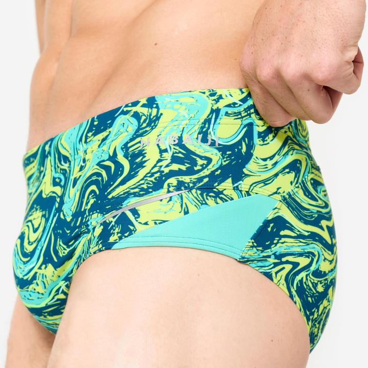 Actual product image Nabaiji Badehose Slip Herren Kastenform - 900 Print gelb/grün (XL)