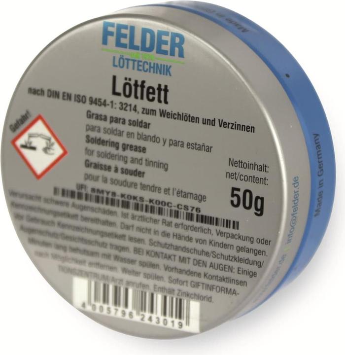 Nährwerte und Zutaten Felder Lötfett (Lötfett)