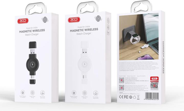 Actual product image xO wireless watch charger QI CX026 USB+USB-C 2,5W black (2.50 W)