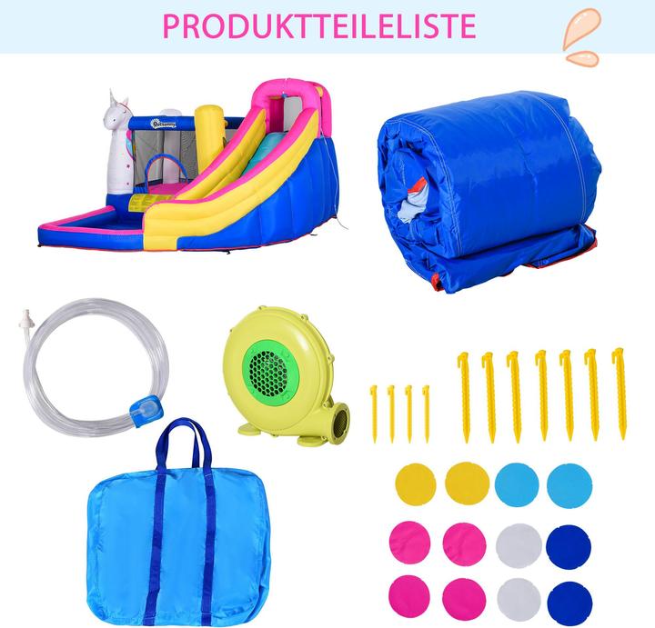 Produktbild Outsunny Kinderhüpfburg mit Rutsche und Pool