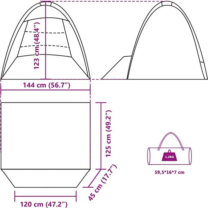 Produktbild VidaXL Strandzelt 3 Personen Wasserdicht (Strandzelt + Strandmuschel, 1.20 kg, 3 Personen)