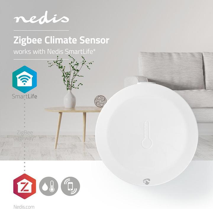 Produktbild Nedis Smart Klimasensor ZBSC10WT | Zigbee 3.0 | Batteriebetrieben | Android™ / IOS | Weiss